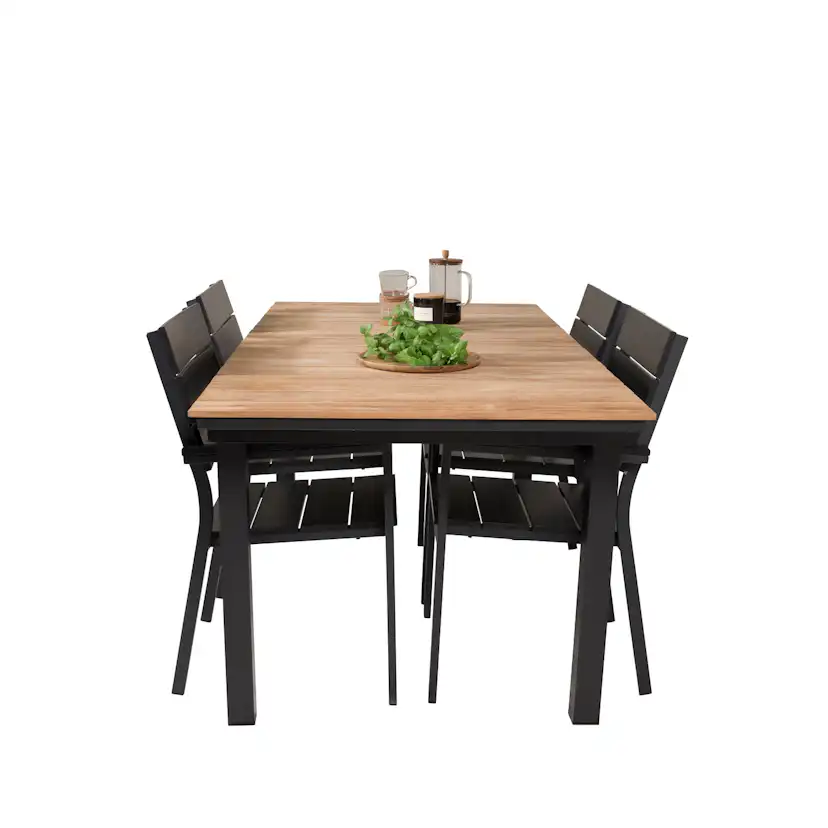 Matgrupp Utomhus Venture Home Meya 160/240 med 4 Lova Trädgårdsstolar