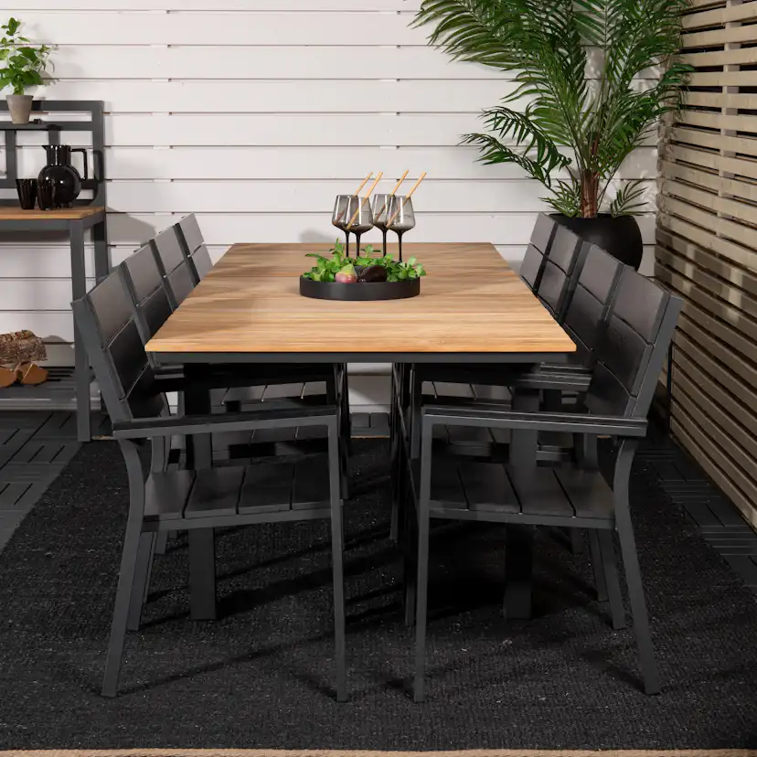 Matgrupp Utomhus Venture Home Meya 160/240 med 8 Lova Trädgårdsstolar