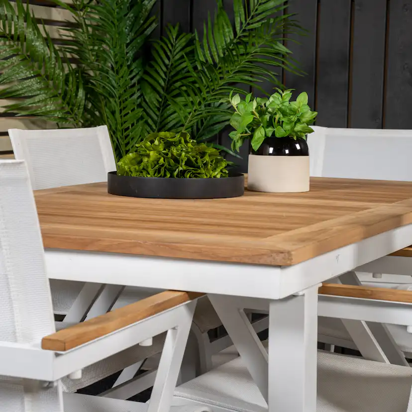 Matgrupp Utomhus Venture Home Perla 160/240 med 6 Meya Trädgårdsstolar