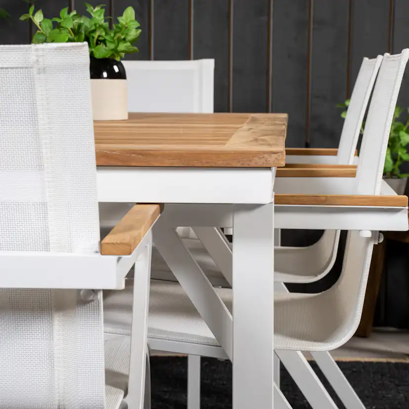 Matgrupp Utomhus Venture Home Perla 160/240 med 6 Meya Trädgårdsstolar