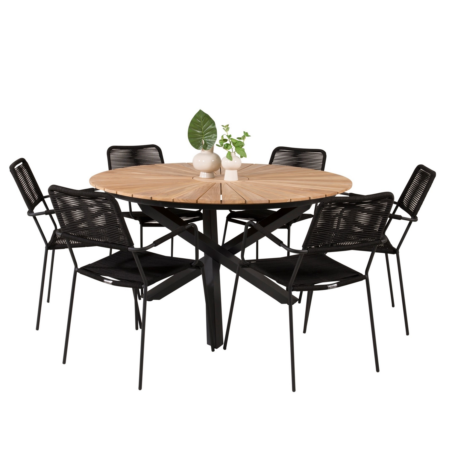 Matgrupp Venture Home Meya Ø140 med 6 Leon Karmstolar