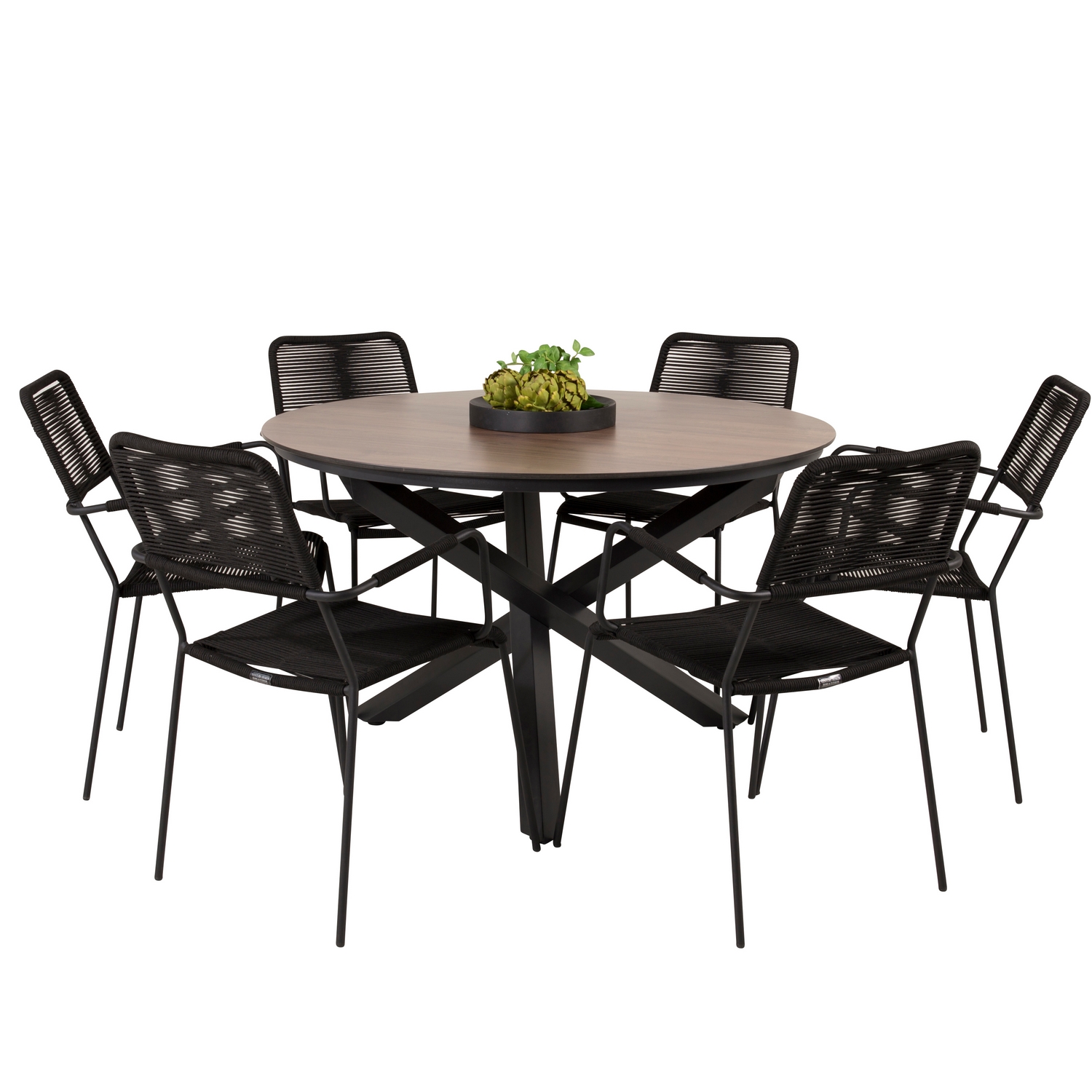 Matgrupp Venture Home Lea Ø120 med 6 Leon Karmstolar