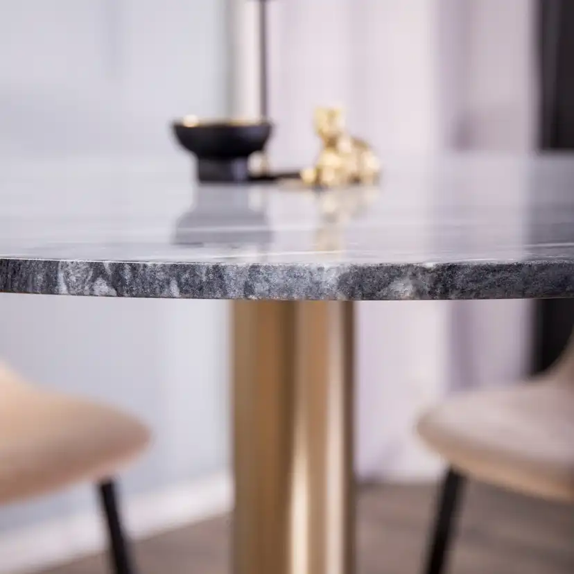 Matgrupp Venture Home Estelle Rund med 4 Pobbie Stolar Sammet