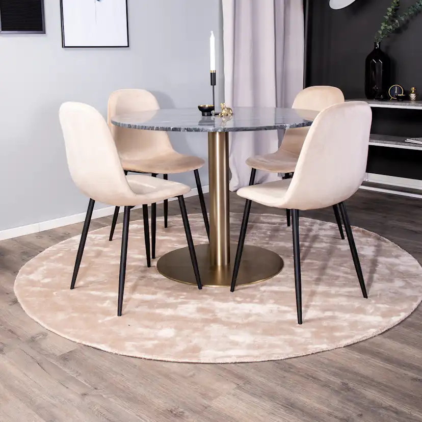 Matgrupp Venture Home Estelle Rund med 4 Pobbie Stolar Sammet