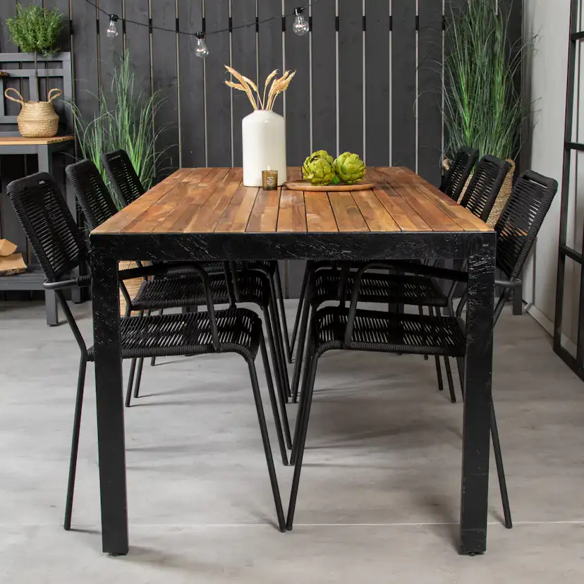 Matgrupp Utomhus Venture Home Berfin med 6 Leon KarmTrädgårdsstolar