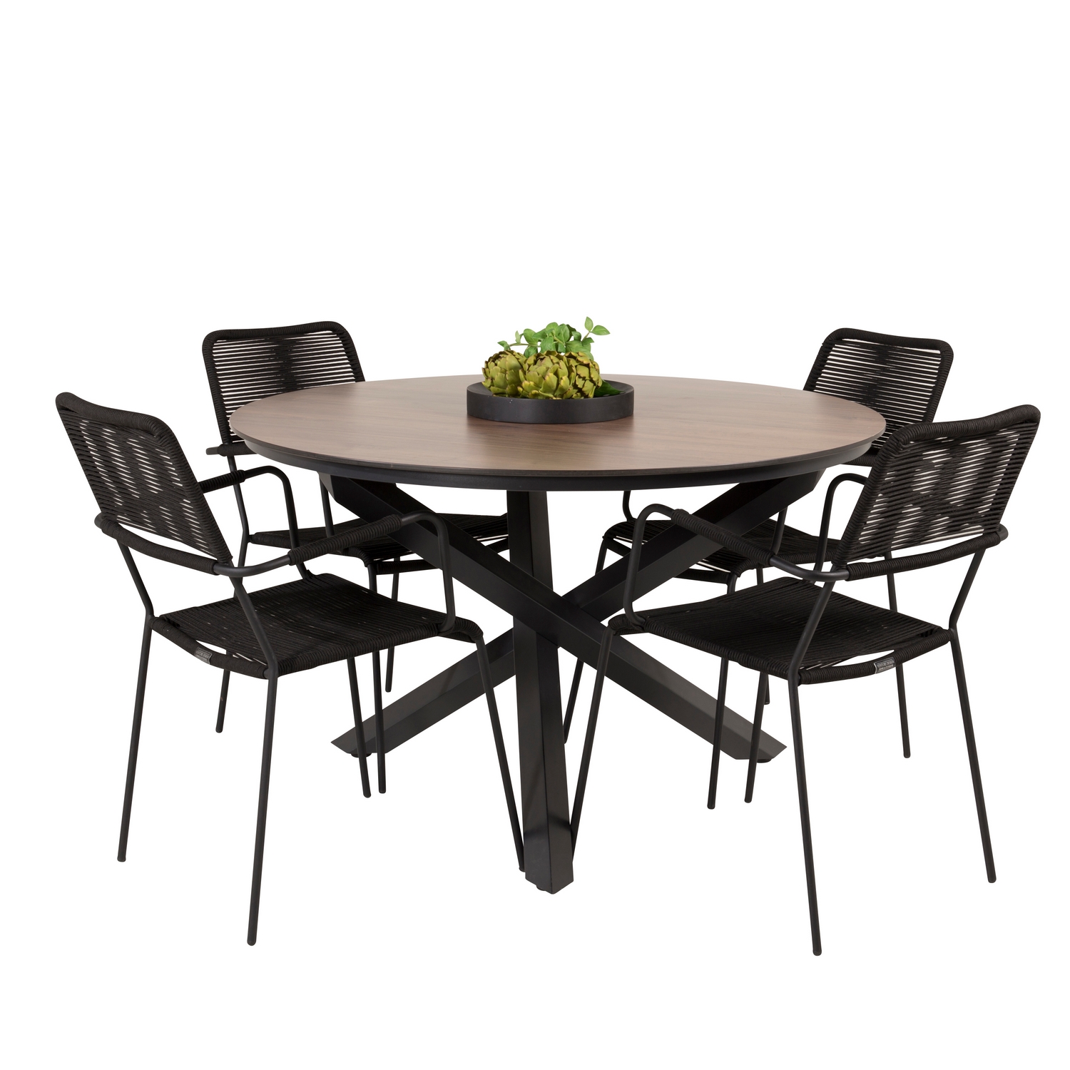 Matgrupp Venture Home Lea Ø120 med 4 Leon Karmstolar