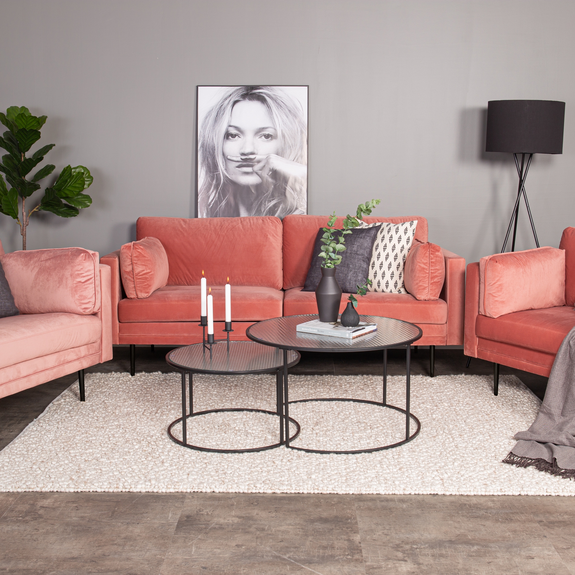 3-sitssoffa Venture Home Boom Sammet