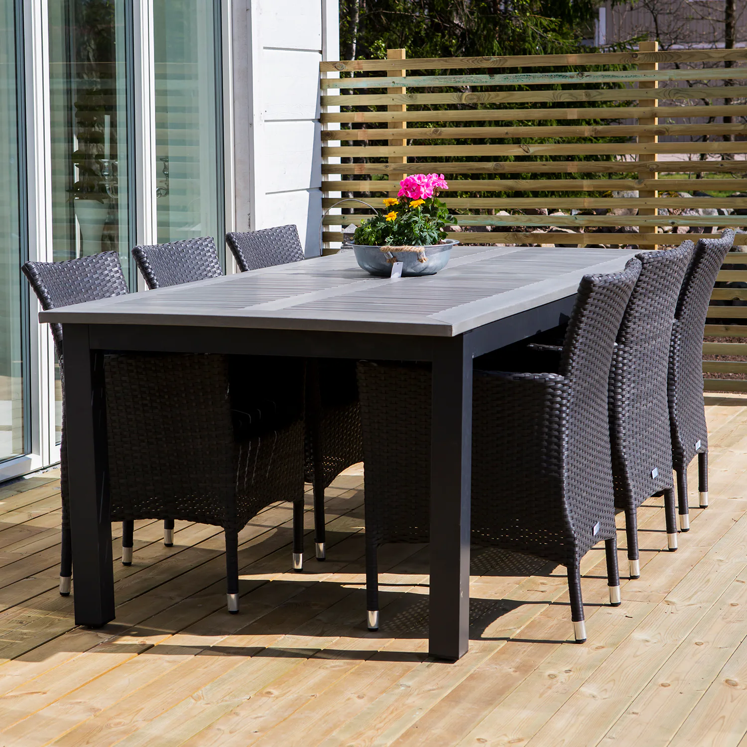 Matgrupp Utomhus Venture Home Albany 224-324x100 cm med 6 Malin KarmTrädgårdsstolar