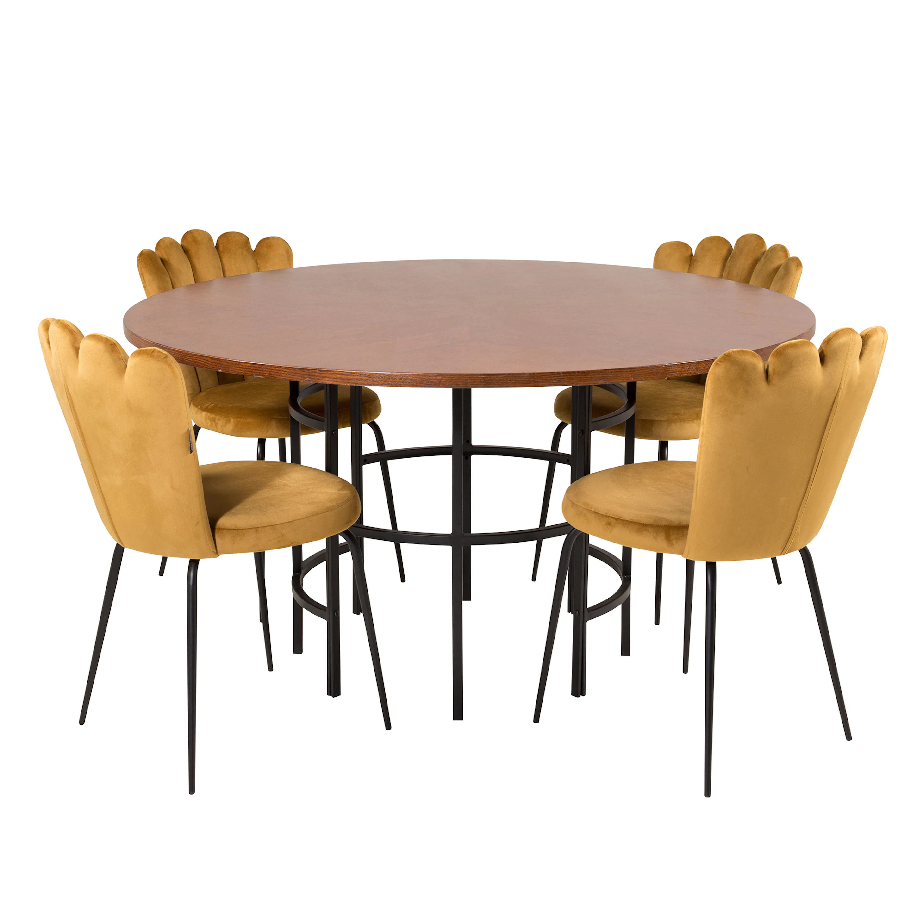 Matgrupp Venture Home Copenhagen med 4 Limhamn Light Guld Stolar