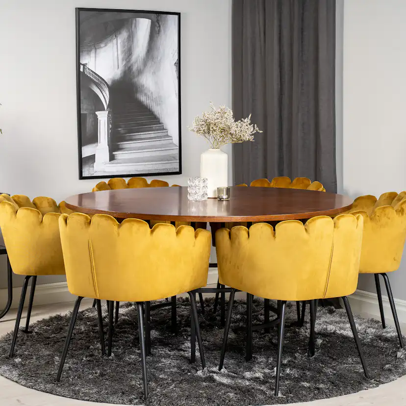 Matgrupp Venture Home Copenhagen med 6 Limhamn Guld Stolar