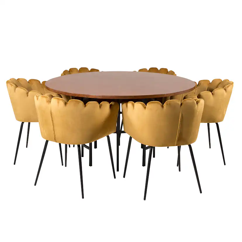 Matgrupp Venture Home Copenhagen med 6 Limhamn Guld Stolar