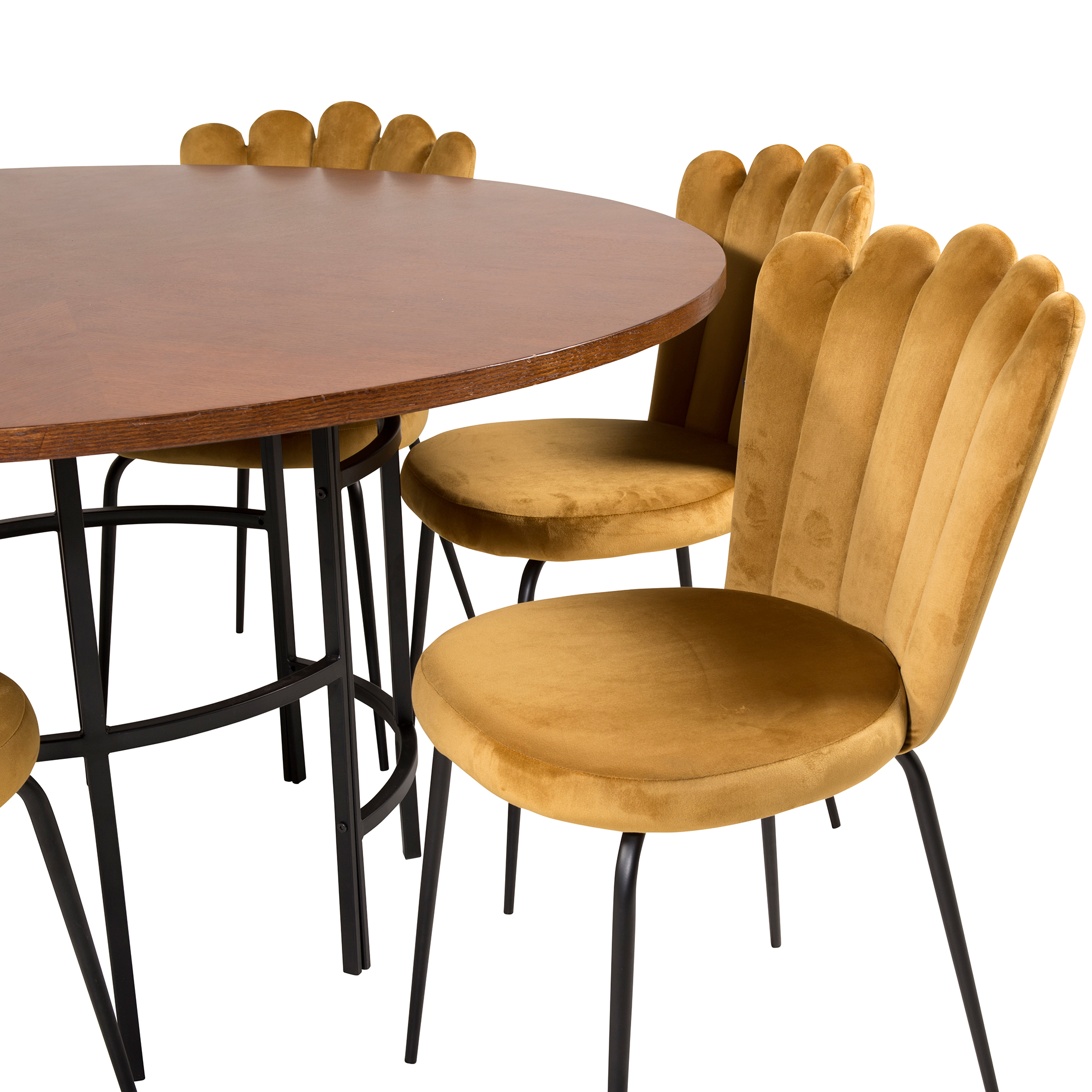 Matgrupp Venture Home Copenhagen med 6 Limhamn Light Guld Stolar