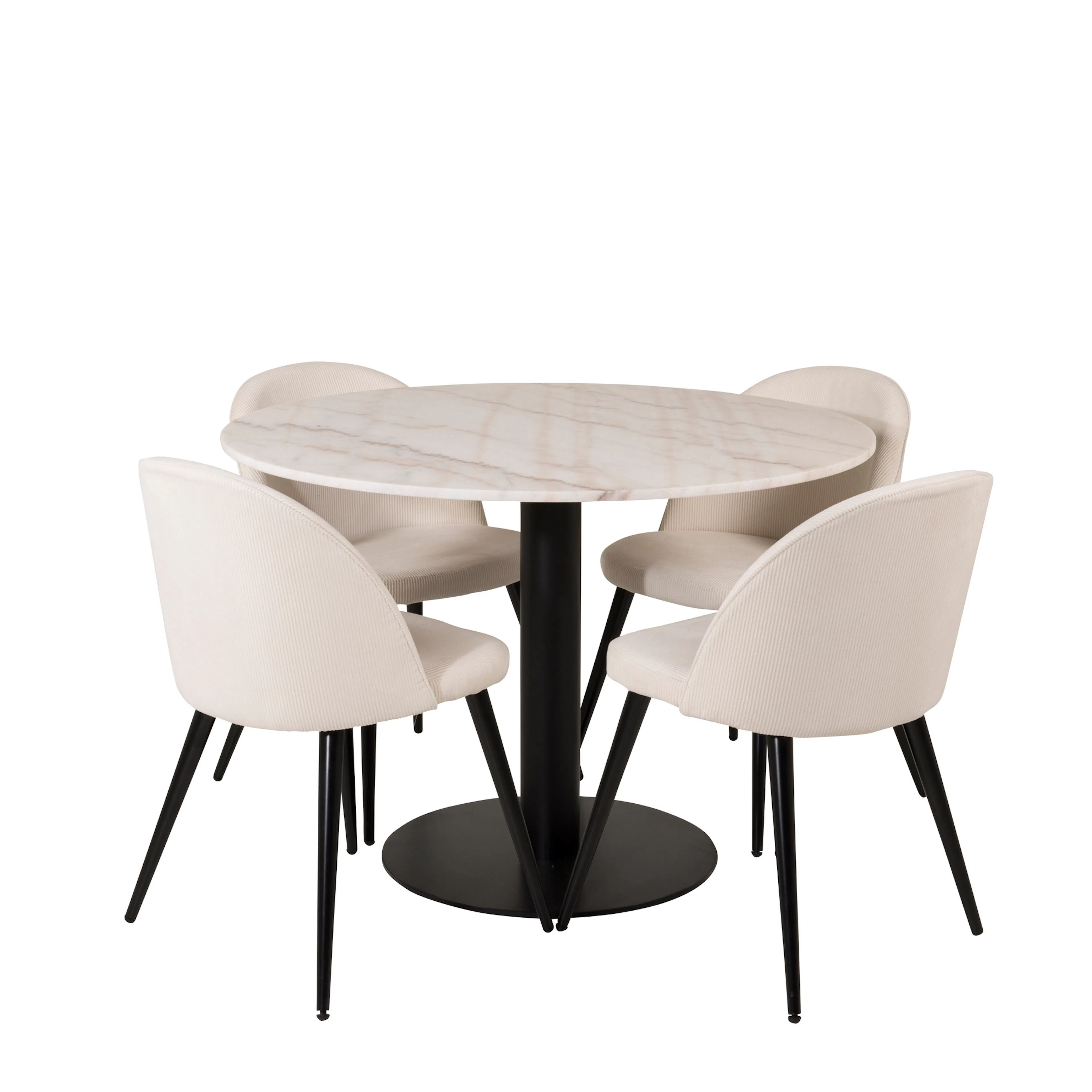 Matgrupp Venture Home Estelle Rund Rund med 4 Valentina Stolar