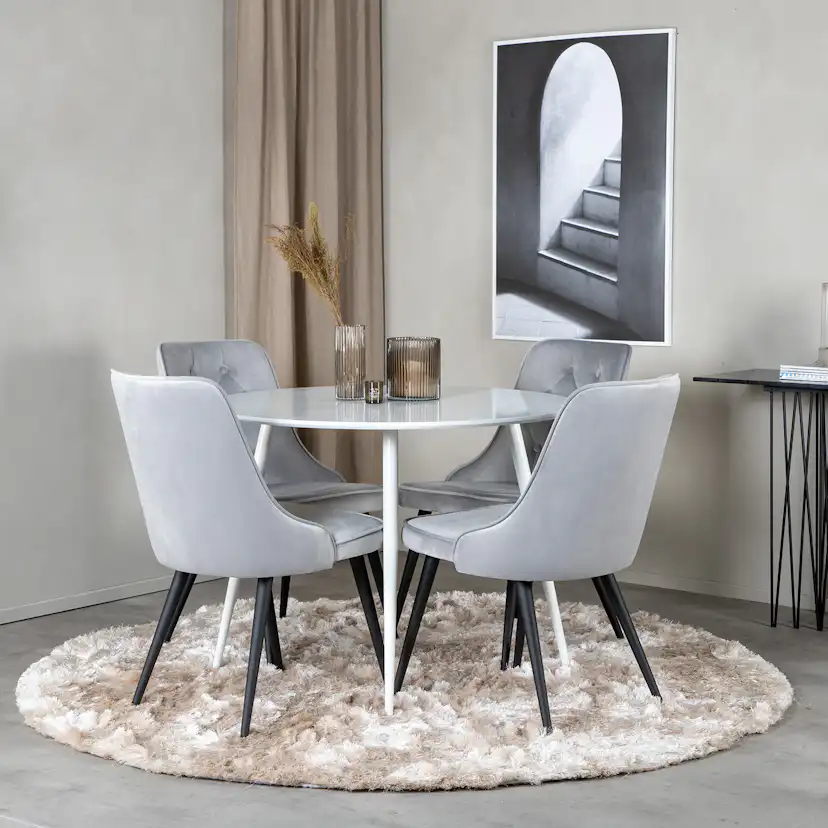 Matgrupp Venture Home Plake med 4 Vera Stolar Sammet Runt