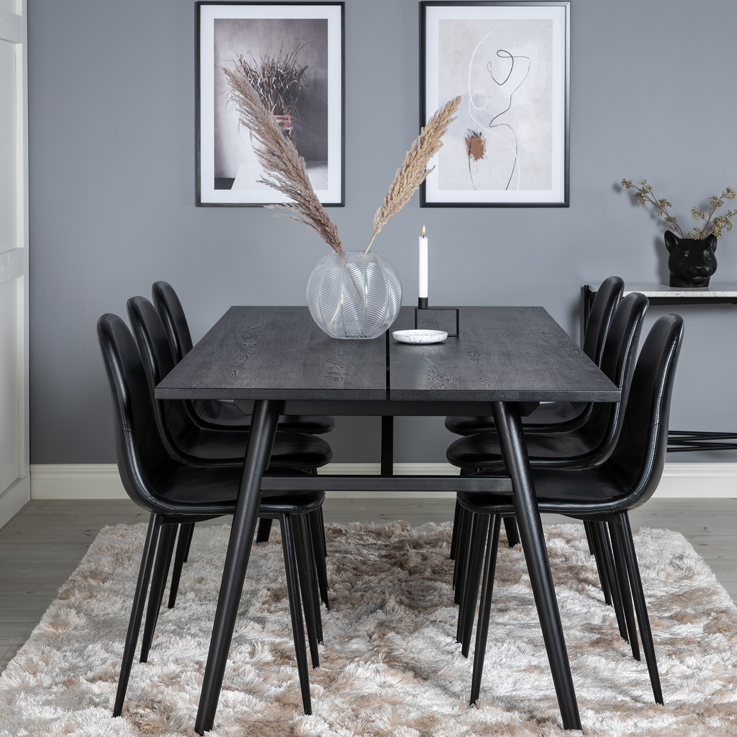 Matgrupp Venture Home Salt med 6 Pobbie Stolar Läder