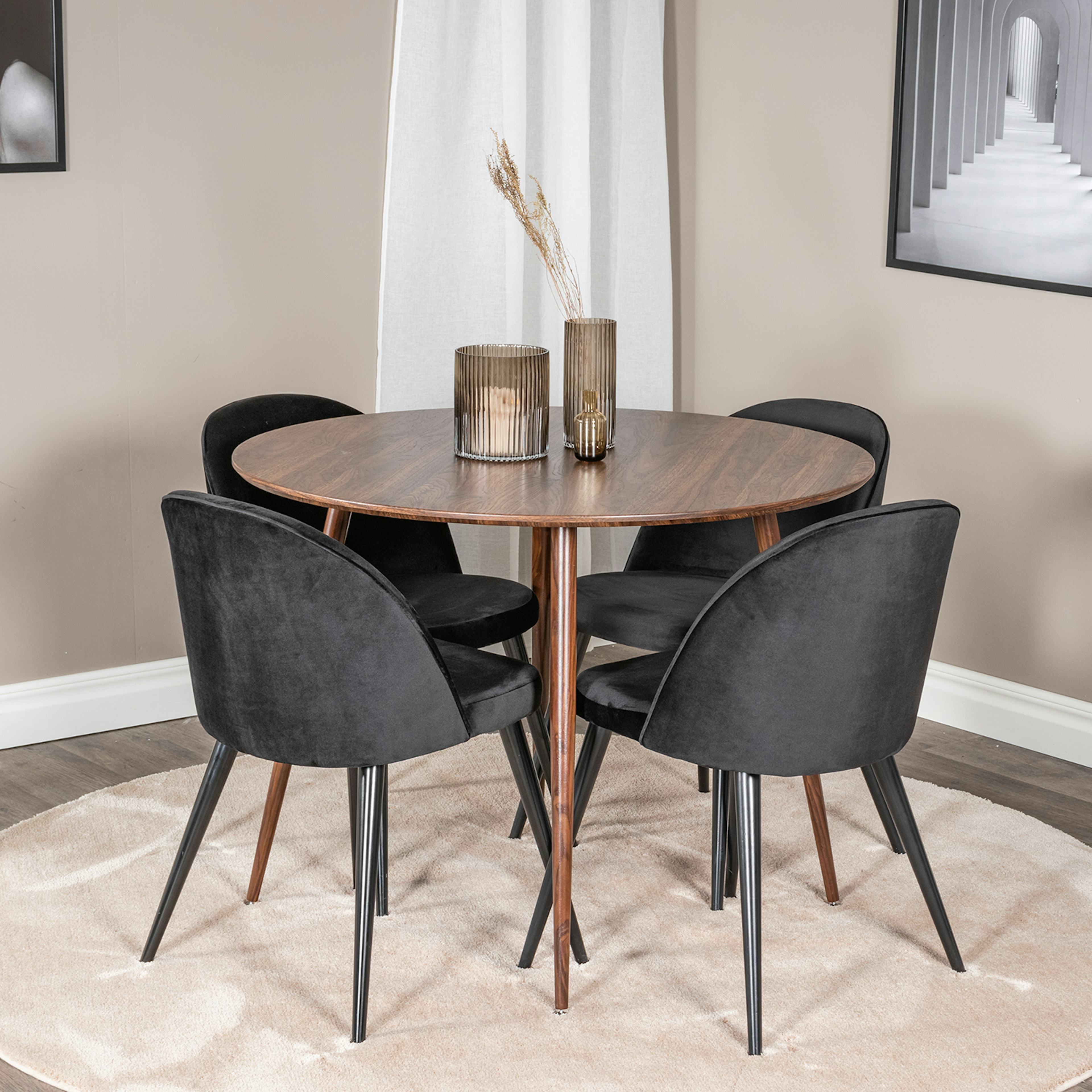 Matgrupp Venture Home Plake med 4 Valentina Stolar Sammet Runt