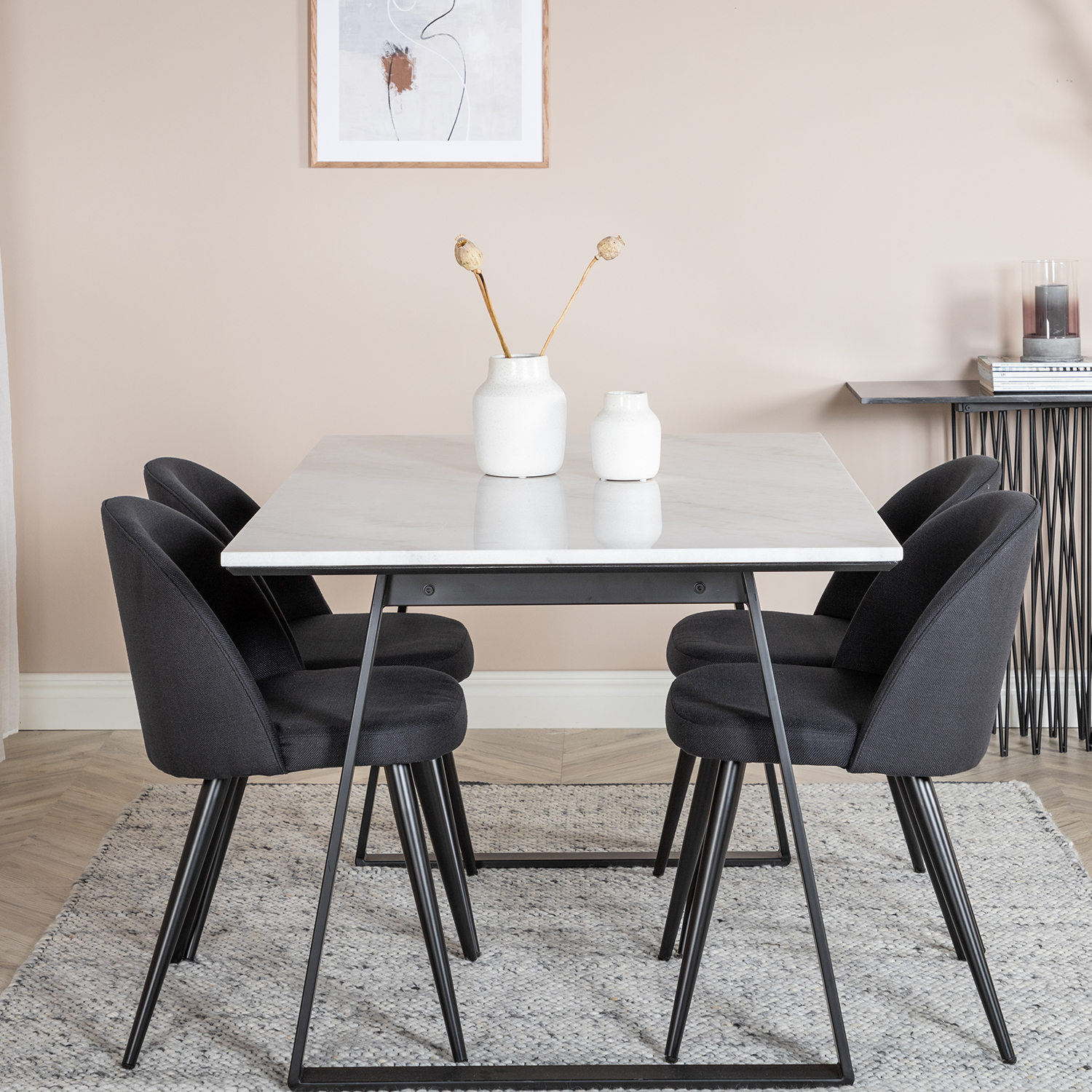 Matgrupp Venture Home Estelle 140 med 4 Valentina Stolar PolyEstelletyg