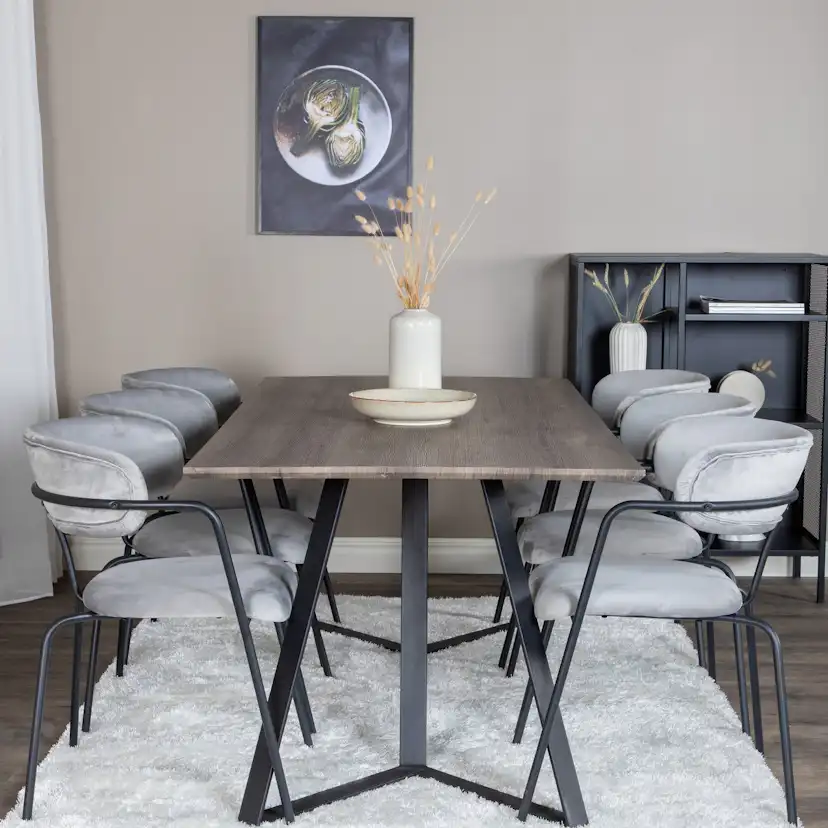 Matgrupp Venture Home Madde med 6 Aris Stolar Sammet