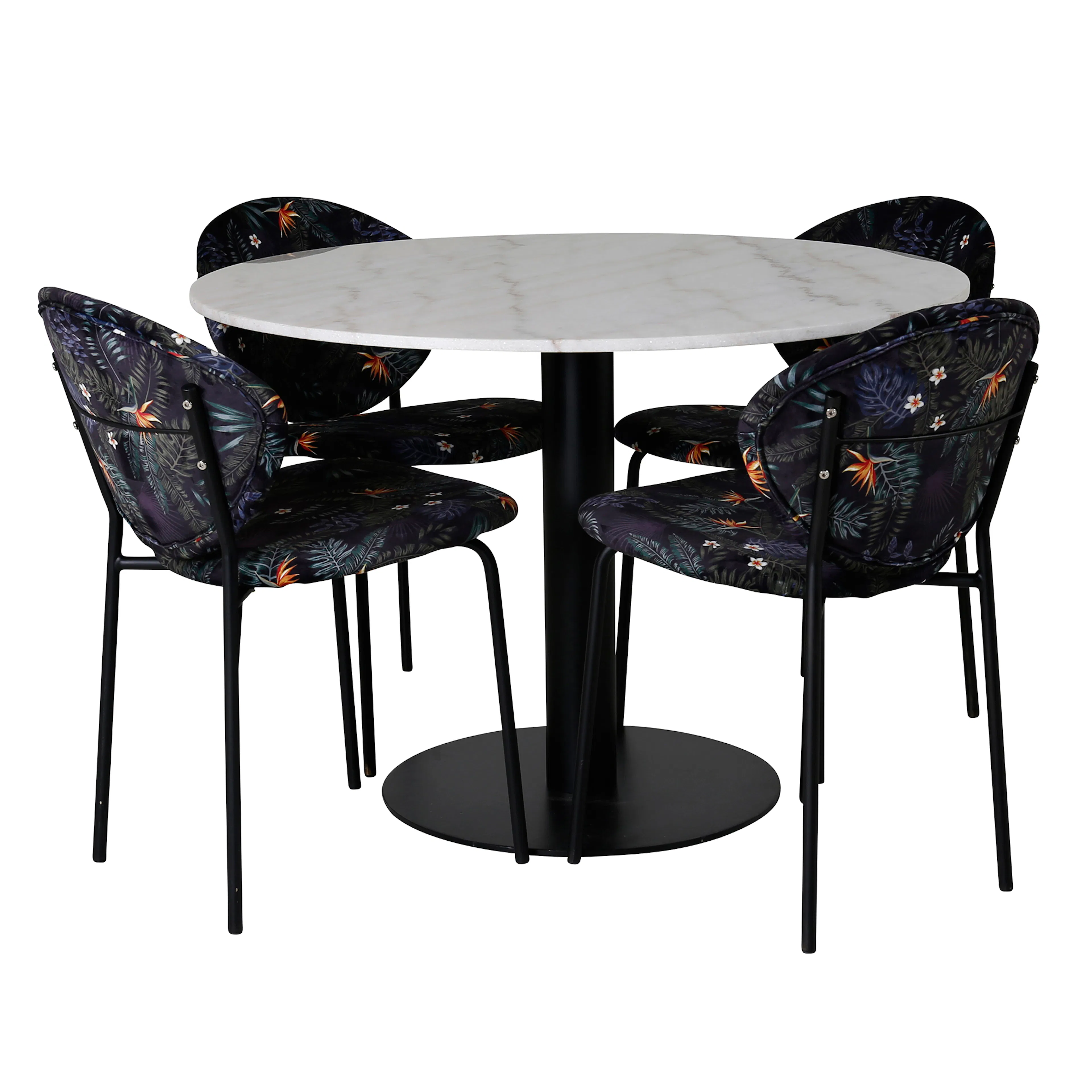 Vit/Svart/Blommönstrad/Mässing