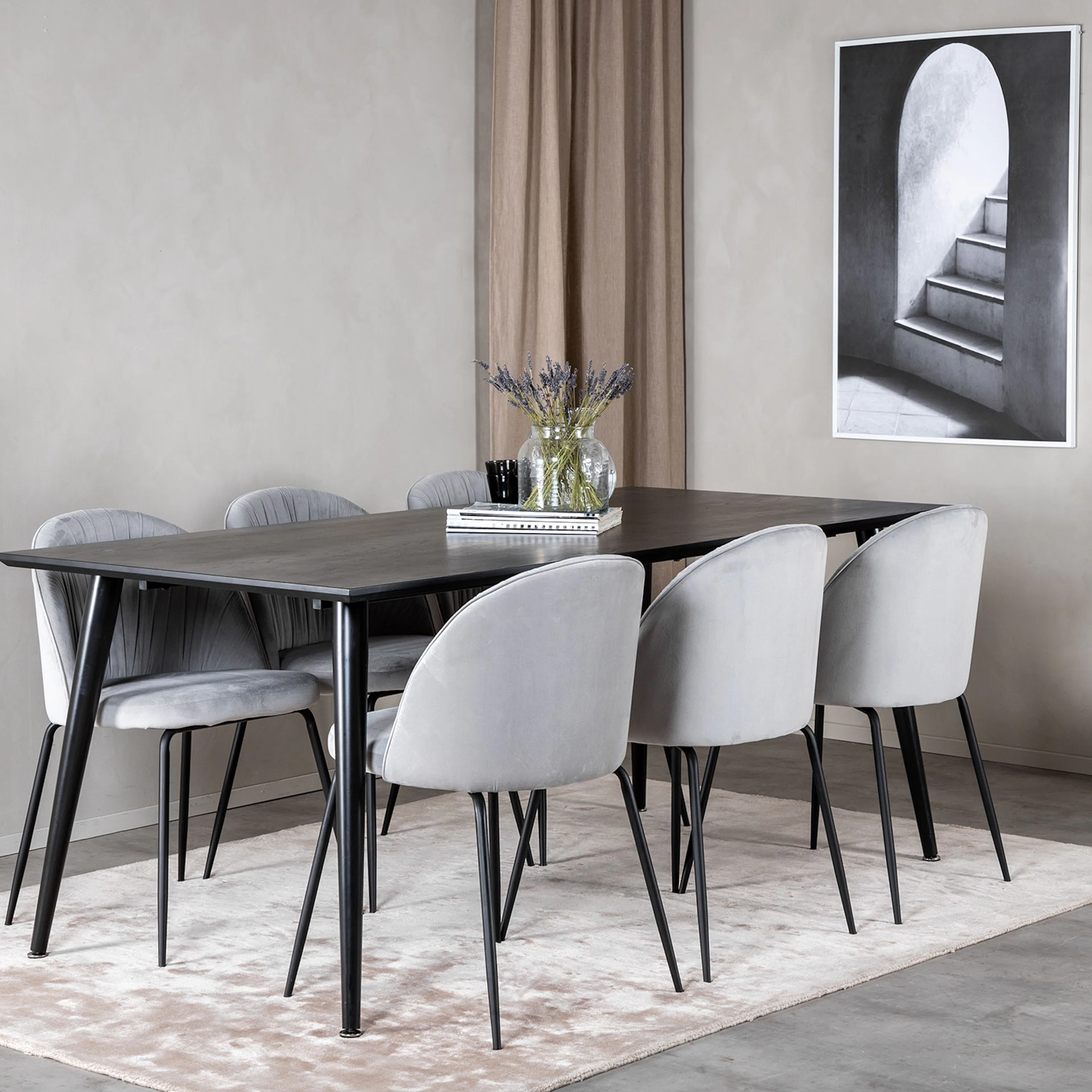 Matgrupp Venture Home Dipp med 6 Wrinkles stolar