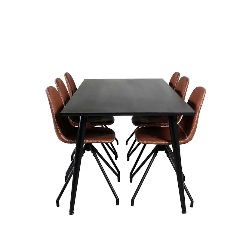 Matgrupp Venture Home Dipp Fyrkantigt Matbord 180 cm & 6 Polar Spin Stolar