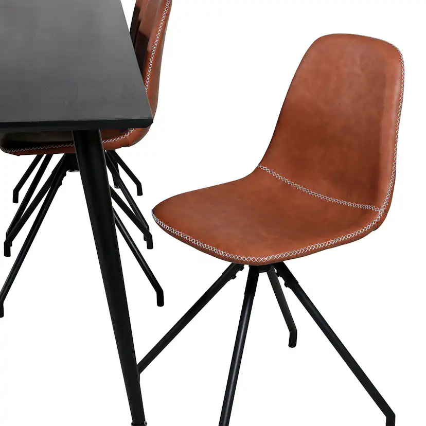 Matgrupp Venture Home Dipp Fyrkantigt Matbord 180 cm & 6 Polar Spin Stolar