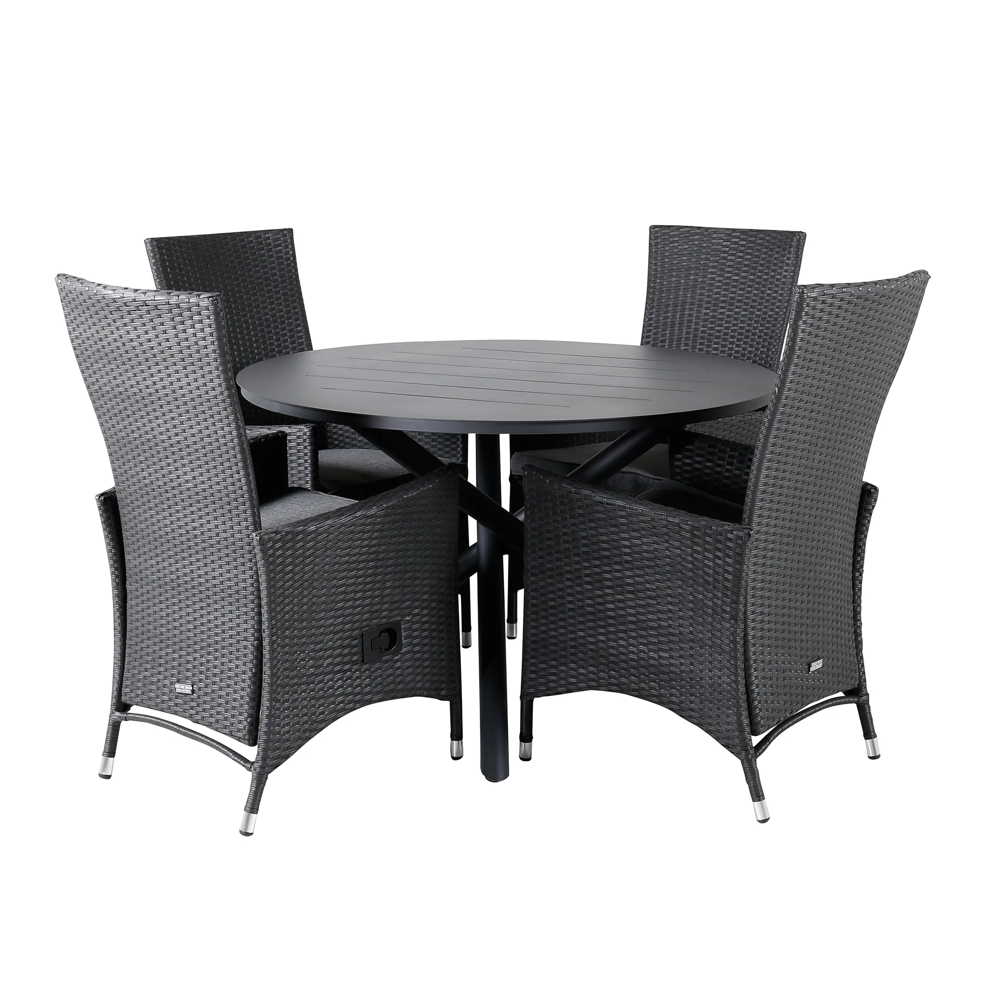 Matgrupp Venture Home Ande med 4 Pava Matstolar Svart/Grå