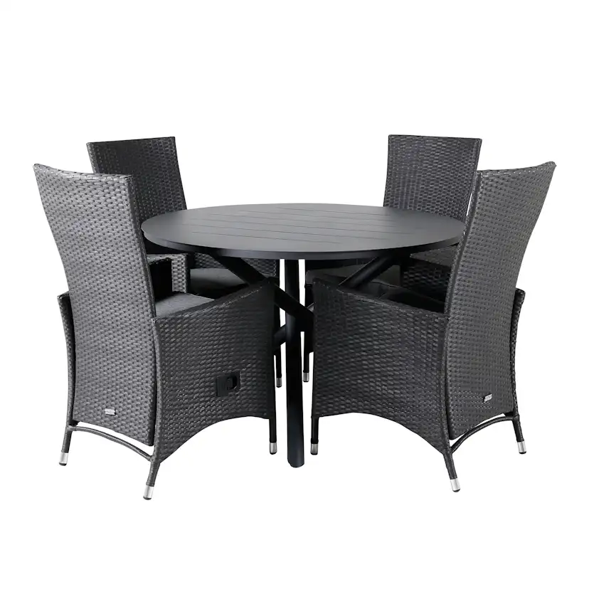 Matgrupp Venture Home Ande med 4 Pava Matstolar Svart/Grå