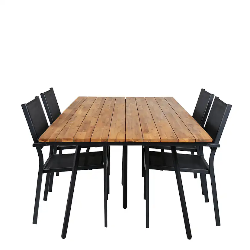 Matgrupp Venture Home Chane med 4 Curz Stapelbara Matstolar