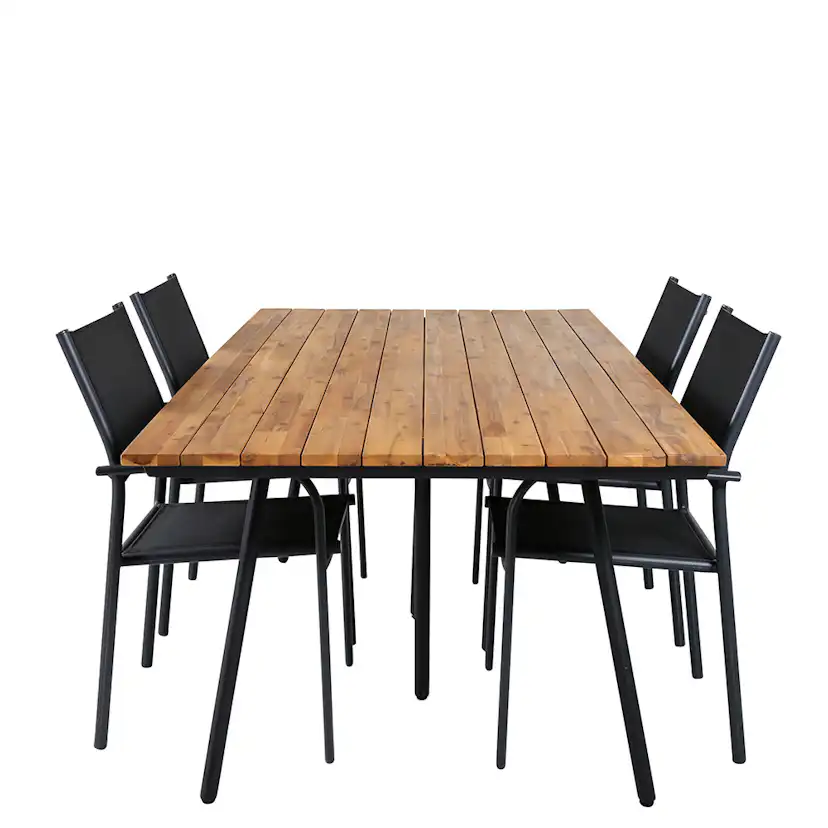 Matgrupp Venture Home Chane med 4 Samba Stapelbara Matstolar