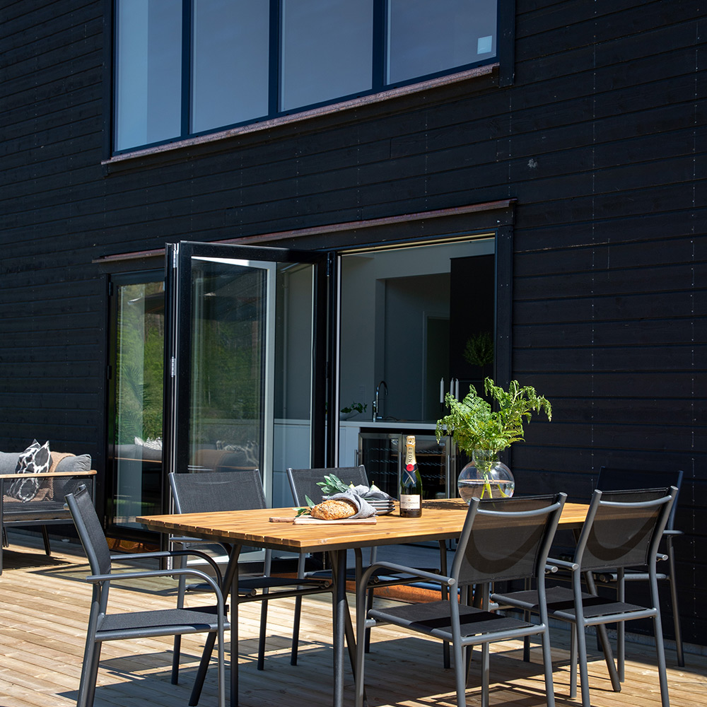 Matgrupp Venture Home Chane med 6 Samba Stapelbara Matstolar