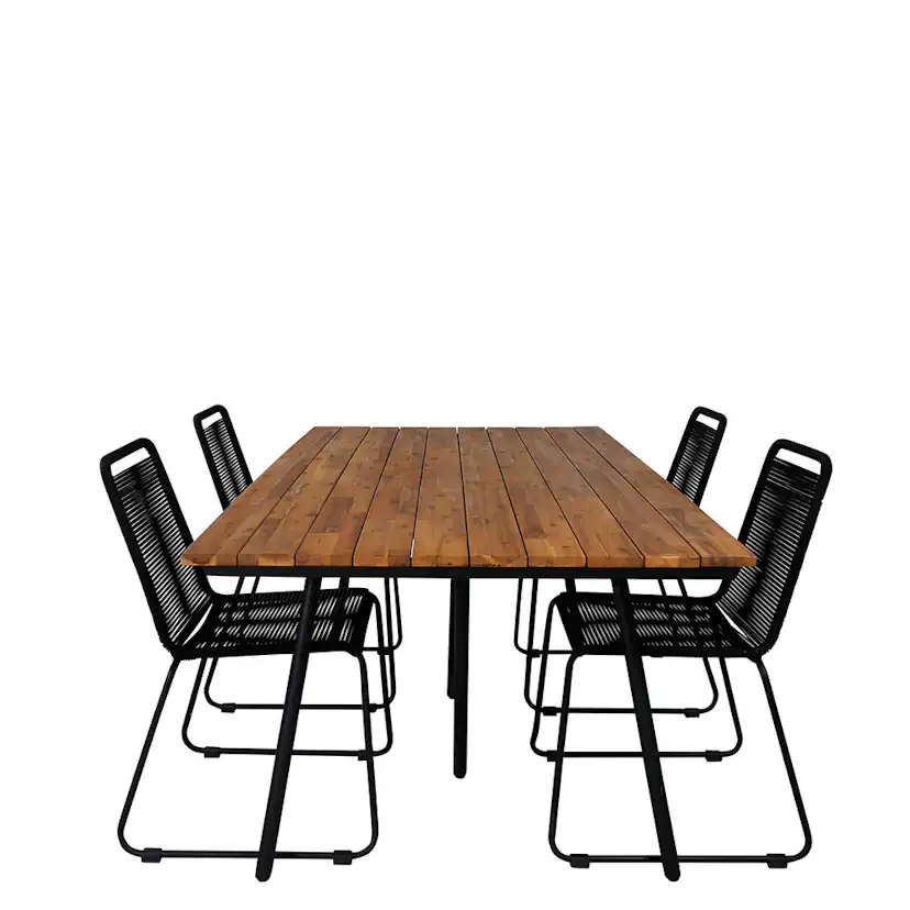 Matgrupp Venture Home Chane med 4 Lumi Stapelbara Matstolar