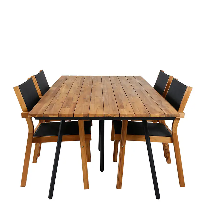 Matgrupp Venture Home Chane med 4 Vum Stapelbara Matstolar