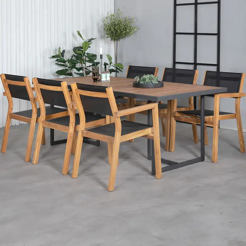 Matgrupp Venture Home King med 6 Veni Stapelbara Matstolar