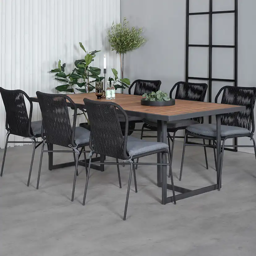 Matgrupp Venture Home King med 6 Julle Stapelbara Matstolar