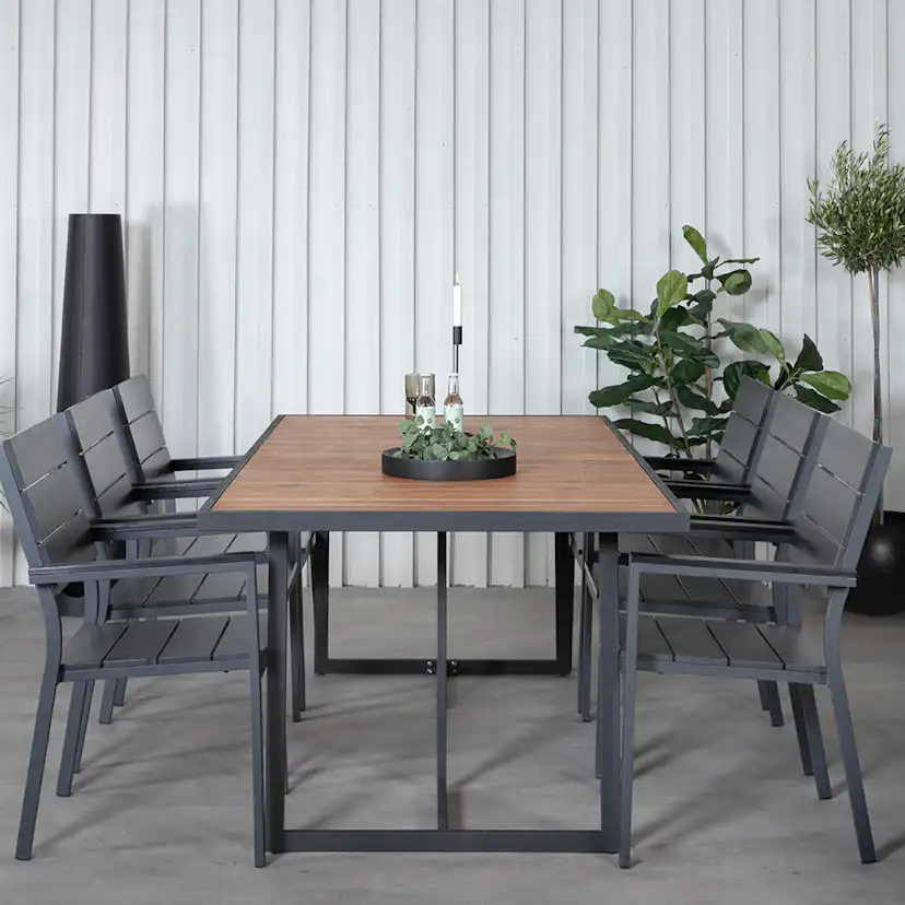 Matgrupp Venture Home King med 6 Lede Stapelbara Matstolar