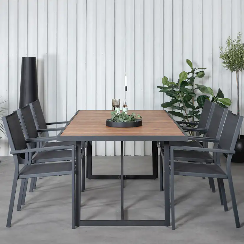 Matgrupp Venture Home King med 6 Curz Stapelbara Matstolar