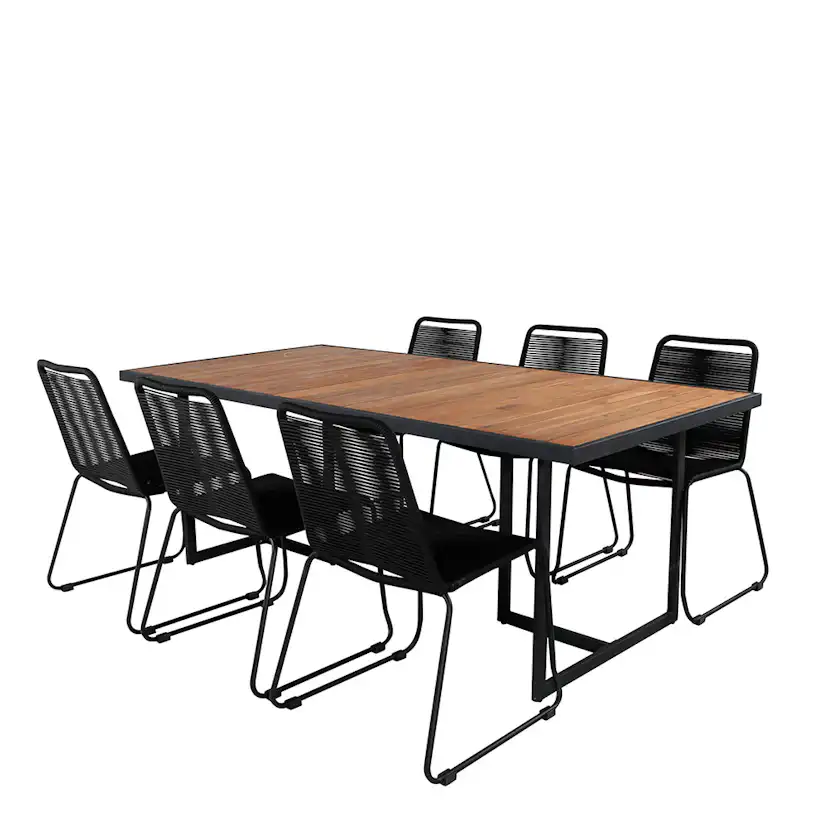 Matgrupp Venture Home King med 6 Lumi Stapelbara Matstolar