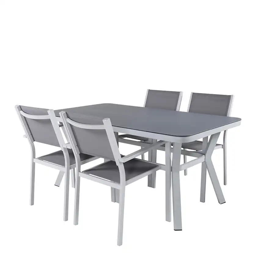 Matgrupp Venture Home Vyn Vit med 4 Curz Stapelbara Matstolar