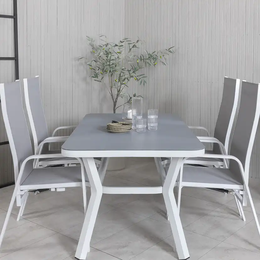 Matgrupp Utomhus Venture Home Vyn Vit med 4 Curz Trädgårdsstolar