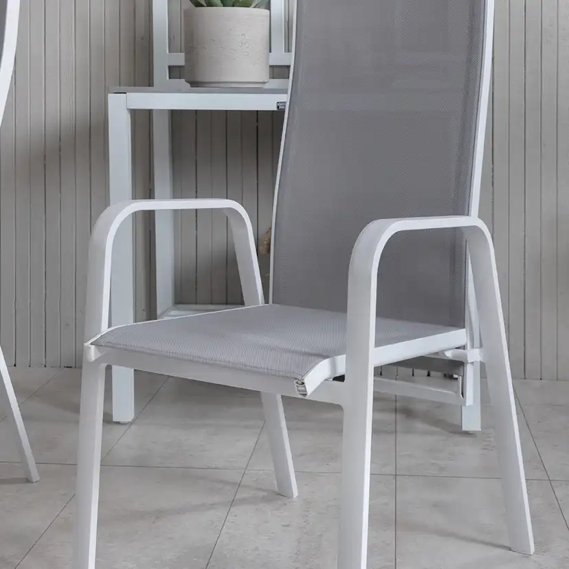 Matgrupp Utomhus Venture Home Vyn Vit med 4 Curz Trädgårdsstolar