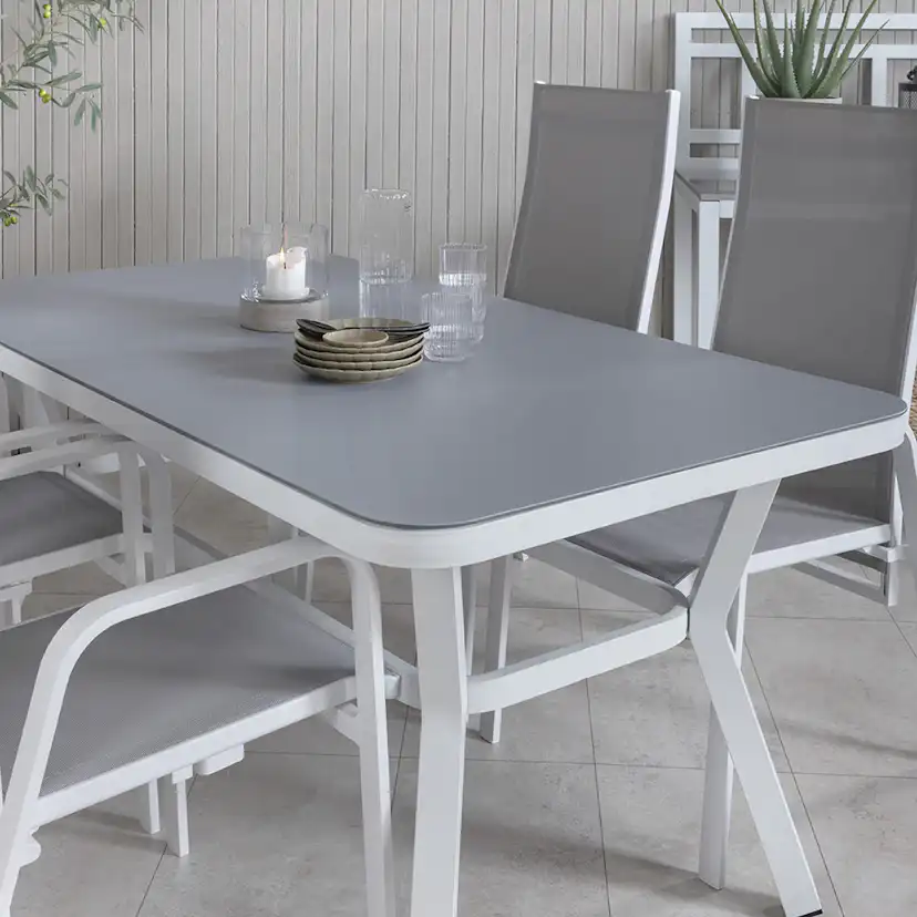 Matgrupp Utomhus Venture Home Vyn Vit med 4 Curz Trädgårdsstolar