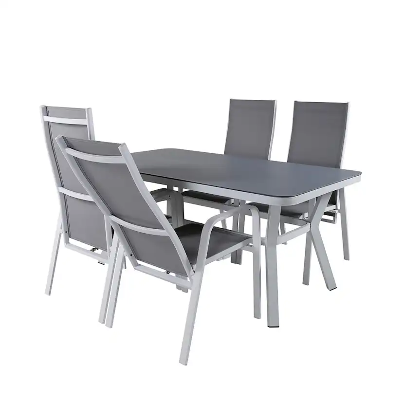 Matgrupp Utomhus Venture Home Vyn Vit med 4 Curz Trädgårdsstolar