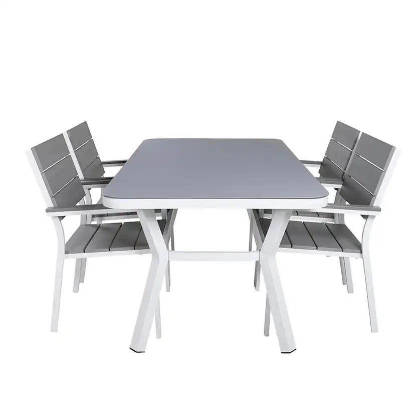 Matgrupp Utomhus Venture Home Vyn med 4 Lede Stapelbara Trädgårdsstolar