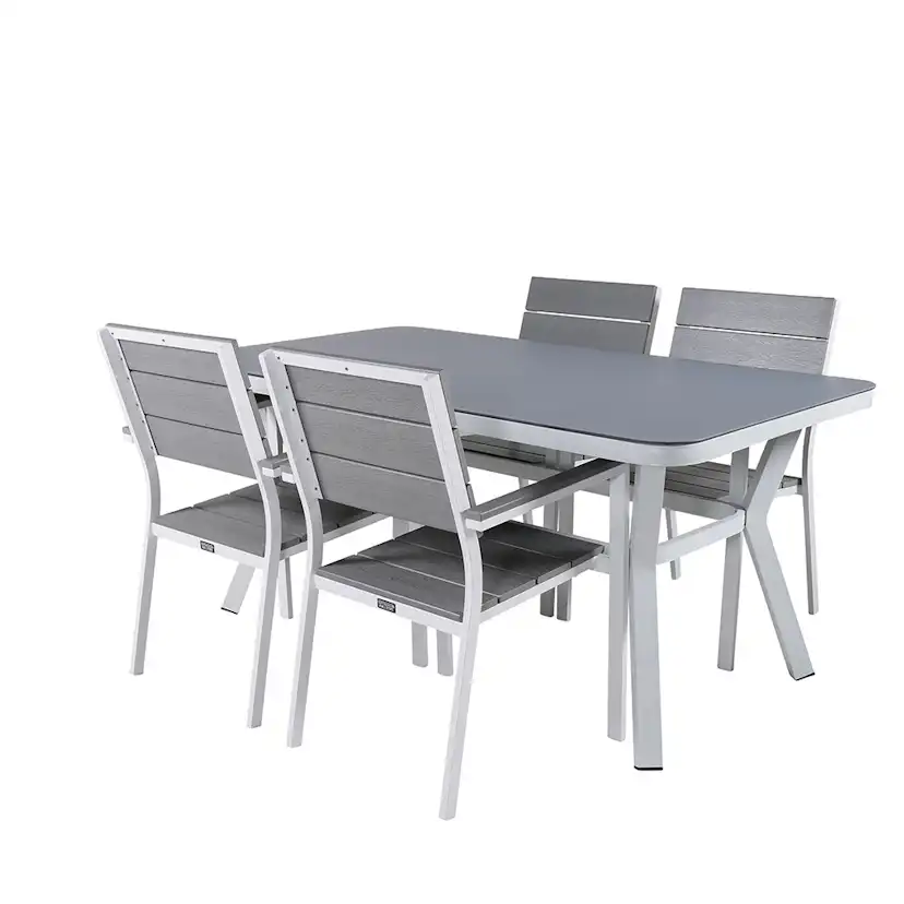 Matgrupp Utomhus Venture Home Vyn med 4 Lede Stapelbara Trädgårdsstolar