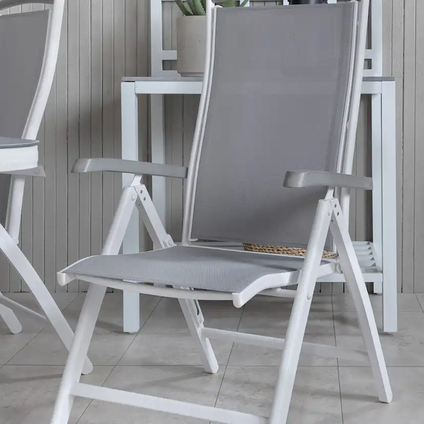 Matgrupp Utomhus Venture Home Vyn med 4 Arz Trädgårdsstolar Vit/Grå