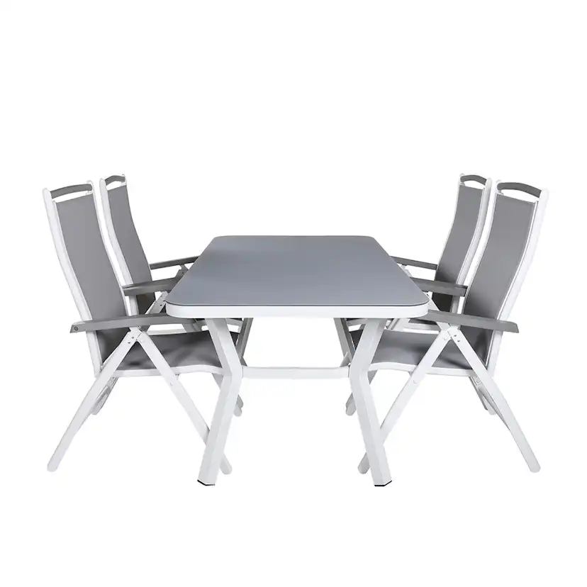 Matgrupp Utomhus Venture Home Vyn med 4 Arz Trädgårdsstolar Vit/Grå