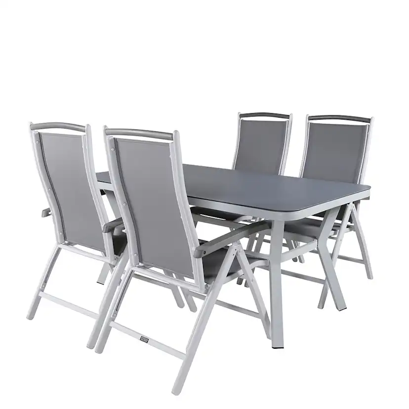 Matgrupp Utomhus Venture Home Vyn med 4 Arz Trädgårdsstolar Vit/Grå