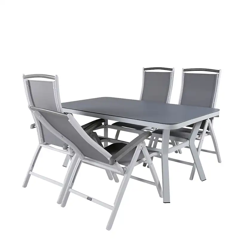 Matgrupp Utomhus Venture Home Vyn med 4 Arz Trädgårdsstolar Vit/Grå