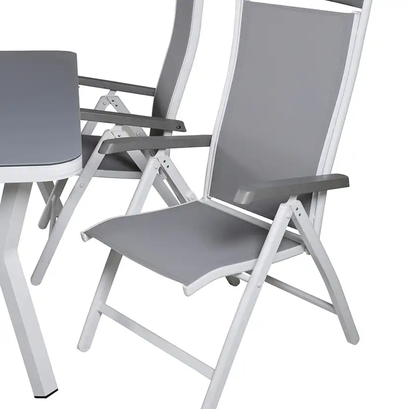 Matgrupp Utomhus Venture Home Vyn med 4 Arz Trädgårdsstolar Vit/Grå